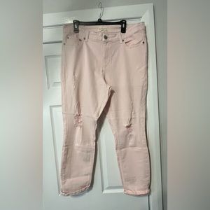 ELOQUII Pink Denim Stretch Jeans Plus Size 16
